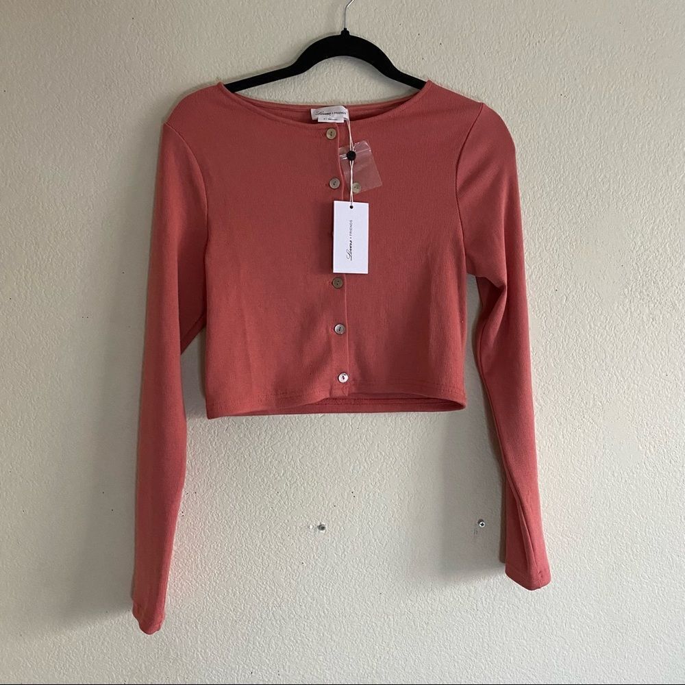 NWT Lovers + Friends Coral Pink Button Up Cardigan